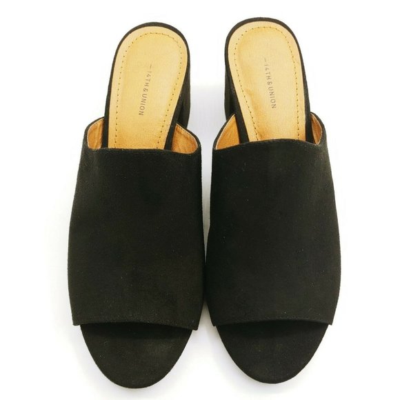 14th and Union High Heel Slide Sandal Black 8 - Picture 4 of 11